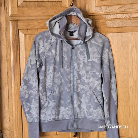 ATHLETA Triumph Printed Hoodie Women's Blue Camo Sweatshirt Full Zip Medium - Picture 8 of 8